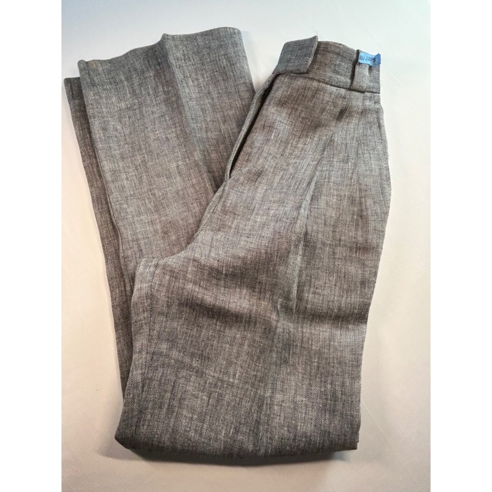 Shona Joy Trousers Women 6 Grey Herringbone Pleated Wide Leg High Rise